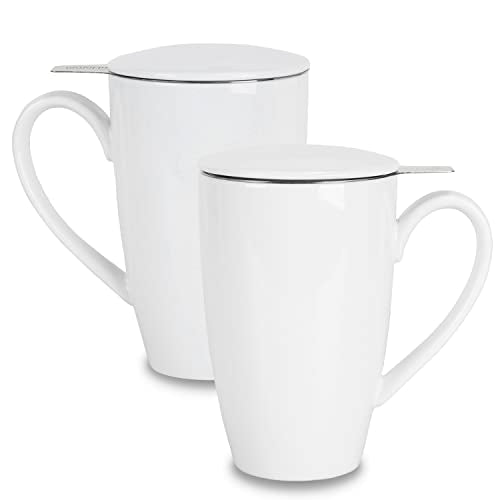 Porcelain Tea Mug with Infuser and Lid (2 Count)