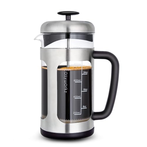 Stainless Steel French Press 34 oz Coffee Tea Maker with Soft Grip Handle