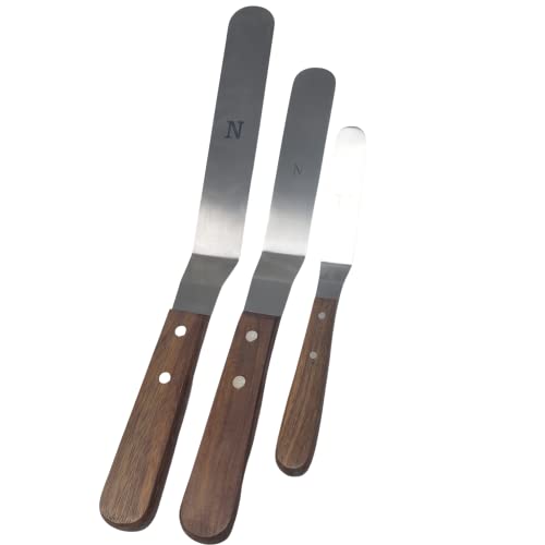 Offset Stainless Steel Spatula Set with Wood Handles and Storage
