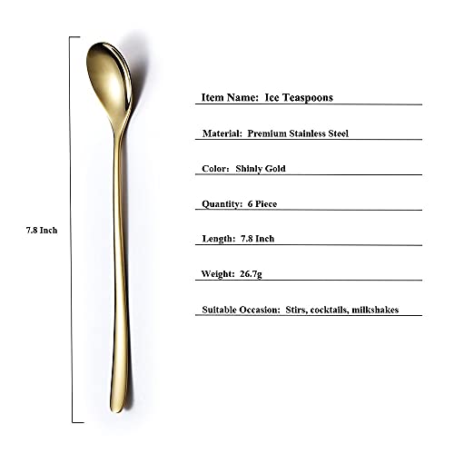 Gold Long Handle Coffee Spoons (6 Count)