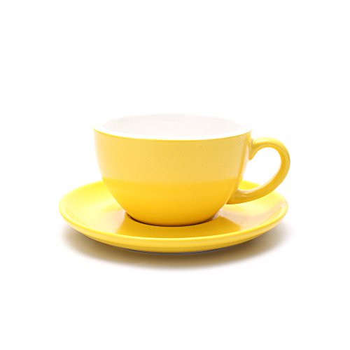 Ceramic Latte Art Cup and Saucer for Cappuccino & Manual Brew Coffee