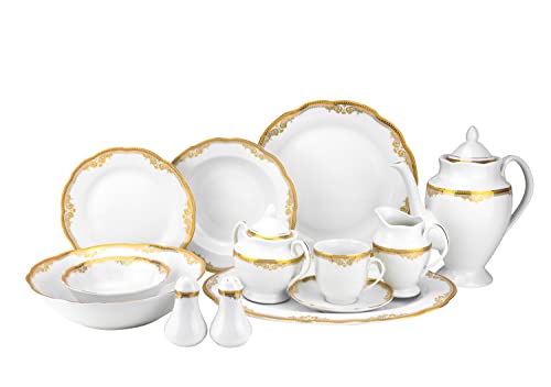 57 piece Banquet Dinnerware Set with Scalloped Edges