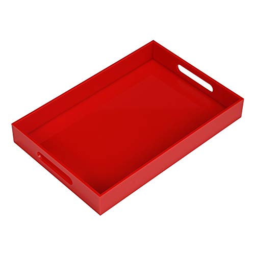 Sturdy Red Acrylic Serving Tray with Handles