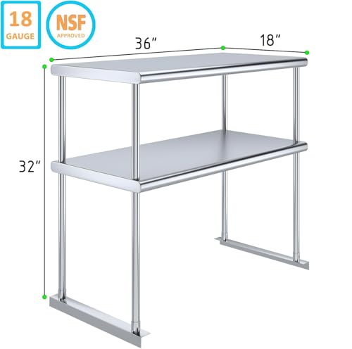 36" x18" NSF Stainless Steel Double Overshelf