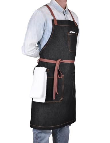 Mens Womens Cooking Apron with Cross Back Straps