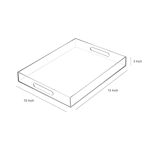 Clear Sturdy Acrylic Serving Tray with Handles