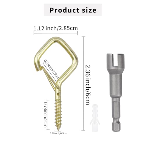 50 PCS Gold Eye Screw Hooks for Hanging Heavy Duty with Safety Buckle.Metal Ceiling Hooks for Hanging Plants Cup Wind Chime Bird Feeders Patio Lights At Indoor&Outdoor (50 Count)