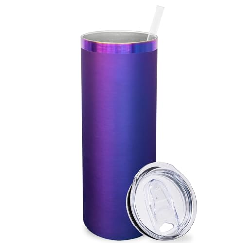 20 oz Skinny Tumblers Bulk with Lids and Straws Blue