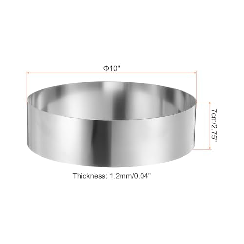 Round Cake Ring 10 x 2.75 Inch Seamless Stainless Steel Pastry Mousse Dessert Ring Mirror Coating for Baking Cooking Making Tool