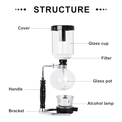 Syphon Coffee Maker Tabletop Glass Siphon Pot Glass Technica Siphon Vacuum Coffee Maker (360 milliliter Count)