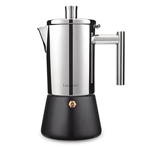 Diego Stovetop Espresso Maker Stainless Steel Italian Coffee Machine Maker 4Cup 6.8 oz Induction Moka Pot