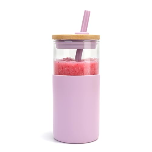 16 oz Glass Tumbler with Lids and Straws
