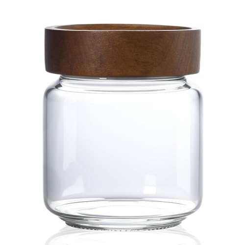 13.5 fl oz 400 ml Glass Jar with Airtight Wooden Screw Top Lid