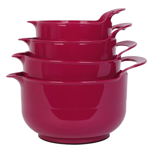 4 Pack Nesting Mixing Bowl Set with Pour Spout and Handle