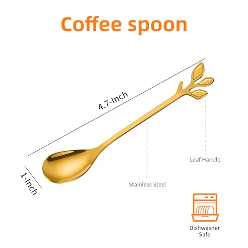 Elegant Gold Leaf Handle Coffee Spoons (10 Count)