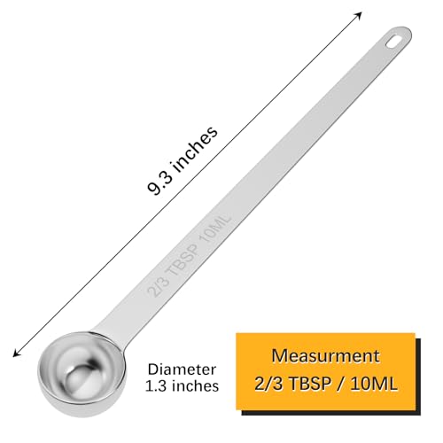 1PCS 2/3TBSP(10ml) Extra Long Handle Measuring Spoon, 18/8 Stainless Steel