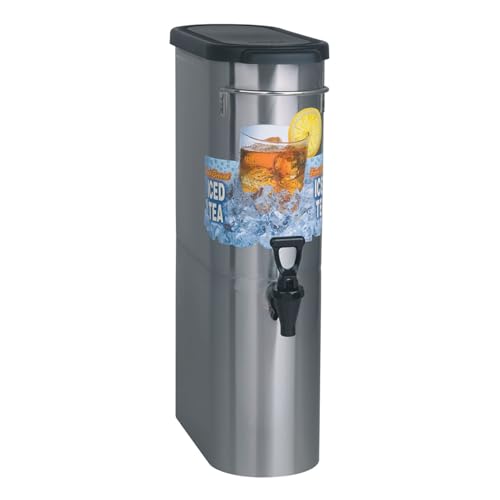 TDO-N-3.5 Oval Style narrow 3.5 Gallon Commercial Iced Tea Dispenser with Solid Lid (448 Fl Oz)