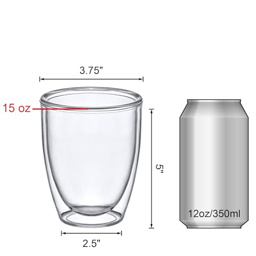 Andes - 14-Ounce Insulated Plastic Tumblers (Set of 4), Double-Wall Plastic Drinking Glasses, All-Clear Reusable Plastic Cups, BPA-Free, Shatter-Proof, Dishwasher-Safe (4 Count)