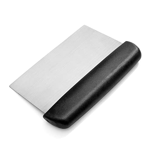 Bakery Grade Stainless Steel Dough Scraper with Black Plastic Handle