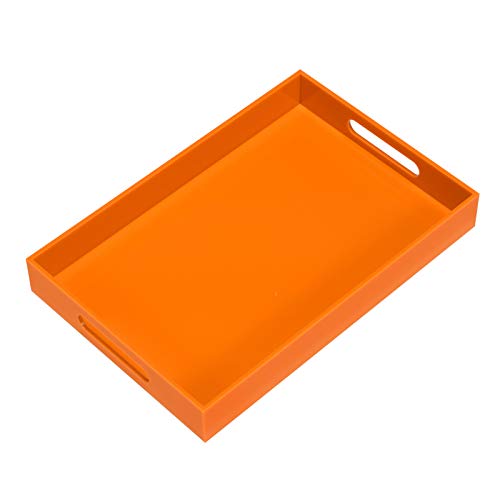 Orange Sturdy Acrylic Serving Tray with Handles