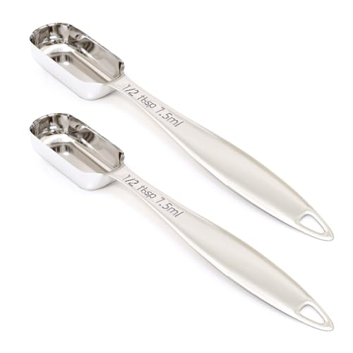 2PCS 1/2tbsp(7.5ml) Measuring Spoon, Stainless Steel Measure Teaspoon