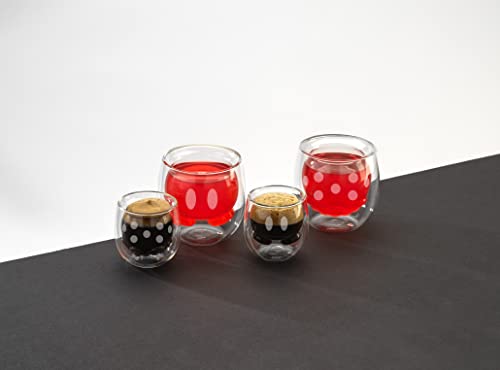 Mickey Pants and Minnie Skirt 3D 7.4oz Double Wall Glass Coffee Cups Set of 2 (2 Count)