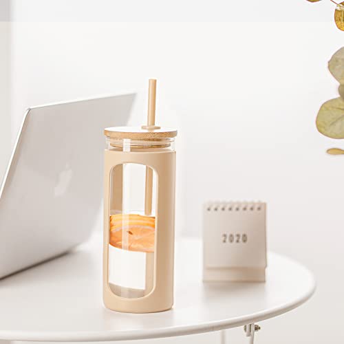 20oz Glass Tumbler with Straw and Lid