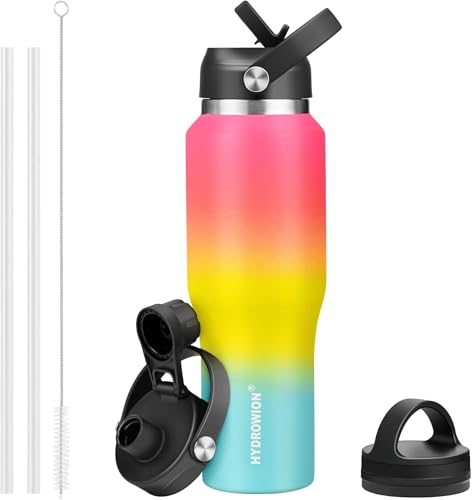 40 oz Insulated Water Bottle with Straw fit in Car Cup Holder