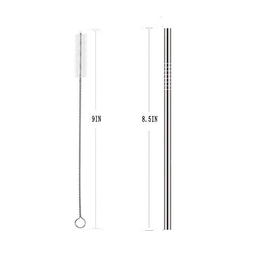 25 Piece Set Stainless Steel Straws Long 8.5 Inch Drinking Metal Straws Reusable Drinking Straws for 20 OZ