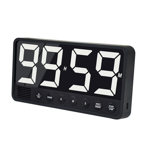 Digital Kitchen Timer with Extra Large LED Display Black