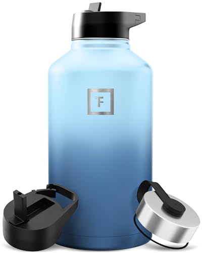 64 oz Wide Mouth Water Bottle with 3 Lids