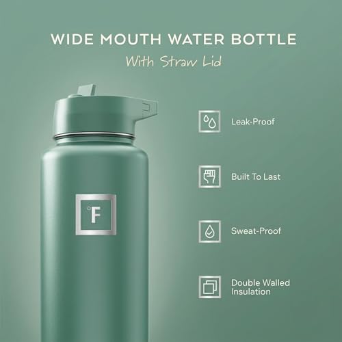 40 oz Wide Mouth Water Bottle with Straw