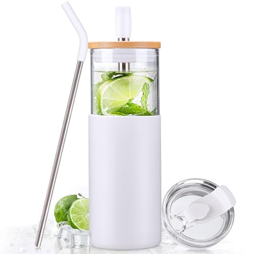 24oz Glass Tumbler with Lids and Straws