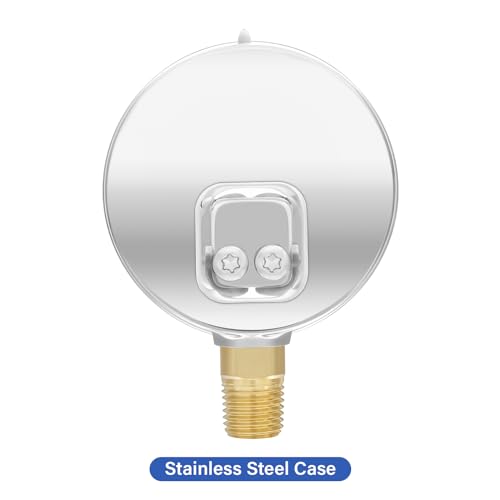 2-1/2" Dial Size, Glycerin Filled Pressure Gauge, 0-400psi/2800kpa, 304 Stainless Steel Case, 1/4" NPT Lower Mount