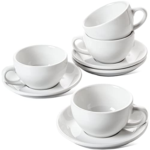 8 oz Cappuccino Cups with Saucers (4 Count)