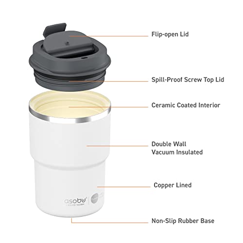 Travel Mug Ceramic Coated Stainless Steel Insulated with Leak and Spill Proof Lid