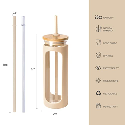 20oz Glass Tumbler with Straw and Lid