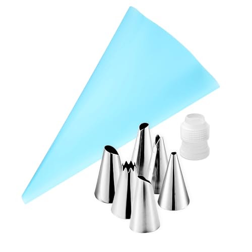8 Pieces Piping Bags and Tips Set 6 Icing Tips Icing Piping Nozzles Set Frosting Bags Ties Cupcake Decorating Kit Cupcake Pastry Tool