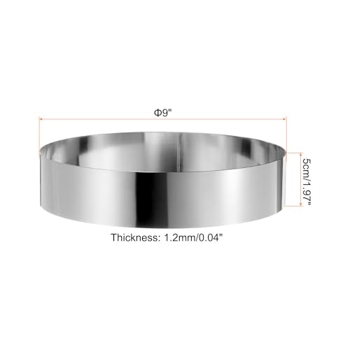 Round Cake Ring 9 x 2 Inch Seamless Stainless Steel Pastry Mousse Dessert Ring Mirror Coating for Baking Cooking Making Tool
