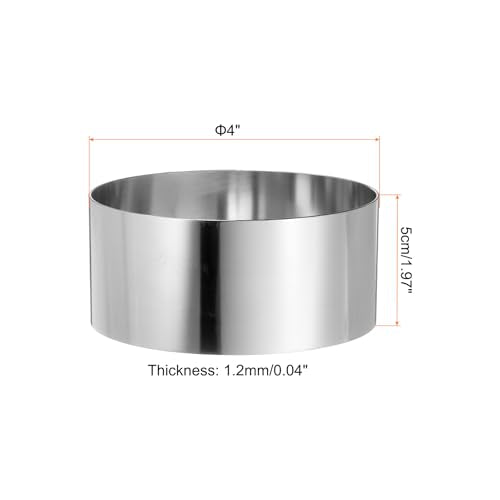 Round Cake Ring 4 x 2 Inch Seamless Stainless Steel Pastry Mousse Dessert Ring Mirror Coating for Baking Cooking Making Tool