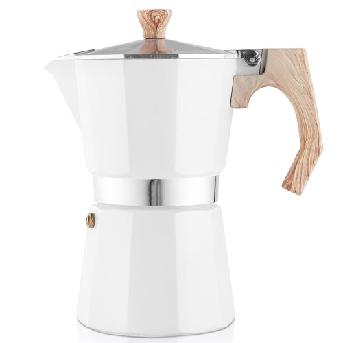 Stovetop Espresso Maker Aluminum Moka Pot 6 Cups Cuban Coffee Maker Stovetop Coffee Maker Moka Italian Espresso (6 Count)