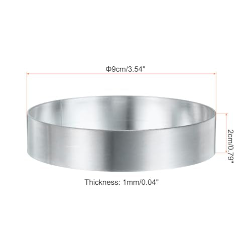 Round Cake Ring 3.54 x 1 Inch Seamless Stainless Steel Pastry Mousse Dessert Ring Mirror Coating for Baking Cooking English Muffins Crumpet Making Tool
