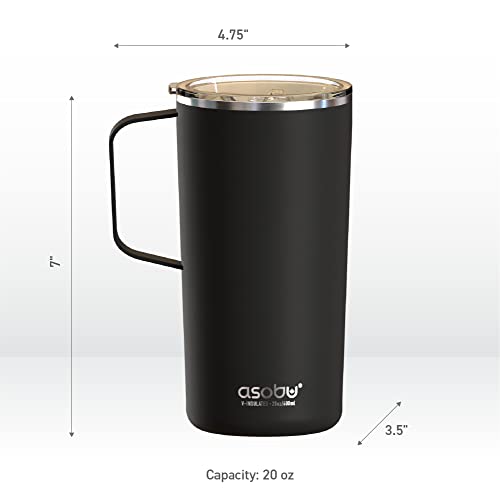 Tower Mug Ceramic Inner Coated Insulated Stainless Steel Cup for Pure Tasting Coffee with Easy Hold Handle and Tritan Lid Fits Standard Cup Holders 20 Ounce Travel Mug Powdered Pink