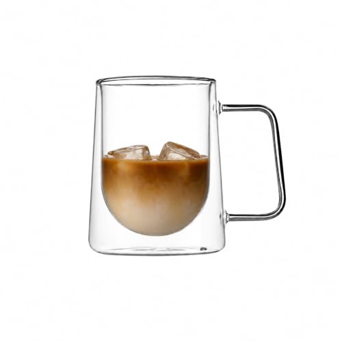 Glass Espresso Cups 12 Count 10 Ounces Borosilicate Double Wall Glass Coffee Mugs Insulated Clear Tea Drinkware for Hot or Cold Beverages