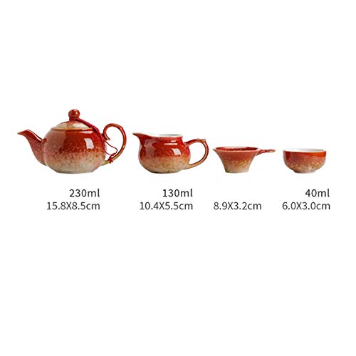 Tea Set Kiln Red and Brown Glaze Ceramic Teapot Gift Box Kung Fu