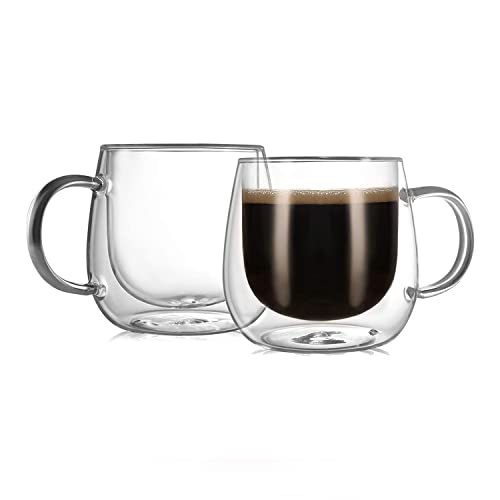 10oz Double Walled Glass Coffee Mugs (2 Count)
