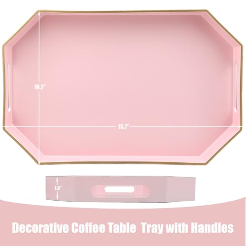 Pink Decorative Tray with Handles