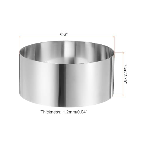 Round Cake Ring 6 x 2.75 Inch Seamless Stainless Steel Pastry Mousse Dessert Ring Mirror Coating for Baking Cooking Making Tool