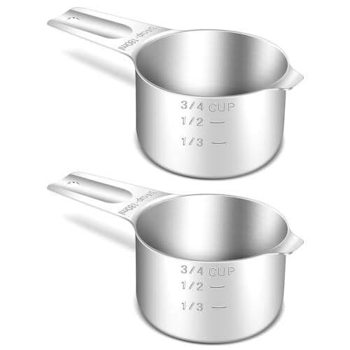 2PCS 3/4CUP (180ML, 6OZ) Measuring Cup, 18/8(304) Stainless Steel