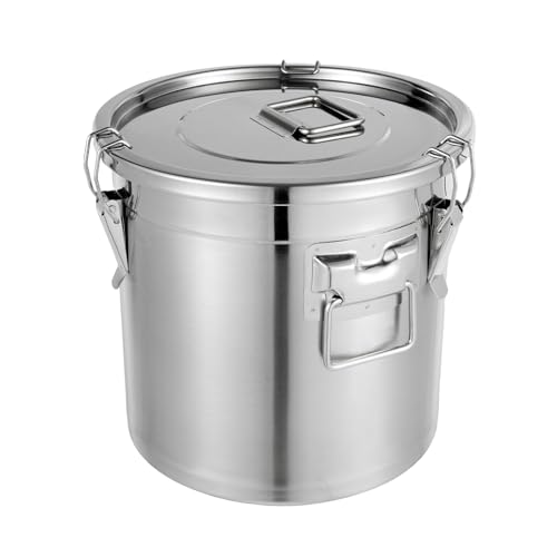 304 Stainless Steel Container 21L Airtight Food Storage Container with Lids & Locking Clips Stainless Steel Bucket for Kitchen
